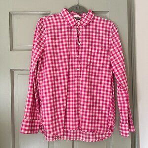J Crew Hot Pink Check Cotton Shirt